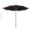 vidaXL Garden Parasol Black Polyester Large Collapsible Garden Parasol