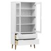 vidaXL Display Cabinet White Solid pine wood, engineered wood, tough glass