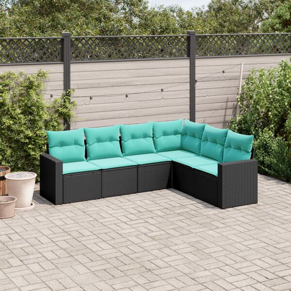 vidaXL Garden Sofa Set Black, Blue PE Rattan, Powder-Coated Steel Large