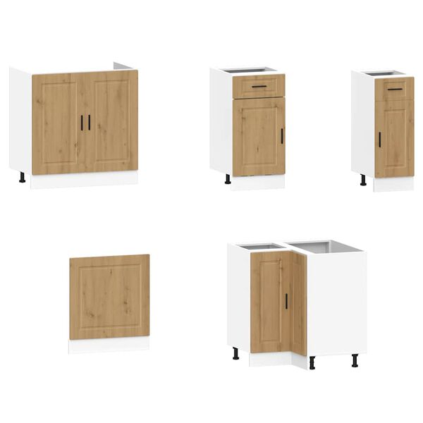 vidaXL Kitchen Cabinet Set Artisan Oak Engineered Wood and Glass Large