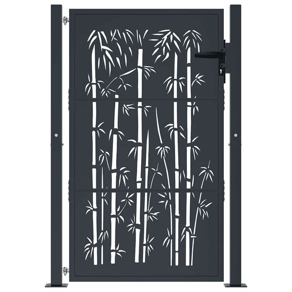 vidaXL Garden Gate Anthracite 39.4x59.1" Steel Bamboo Design