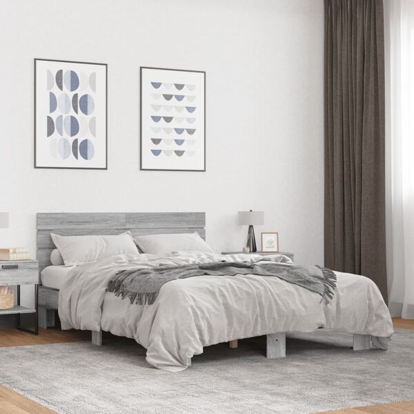 vidaXL Bed Frame Grey Sonoma Engineered wood Small Double Durable