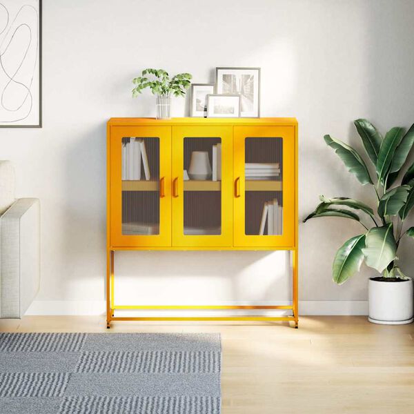 vidaXL Sideboard Mustard yellow Cold-rolled steel Medium Sideboard