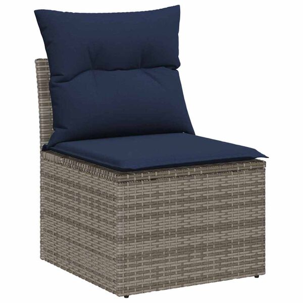 vidaXL Garden Sofa Set with Cushion 4 pcs Grey Poly Rattan