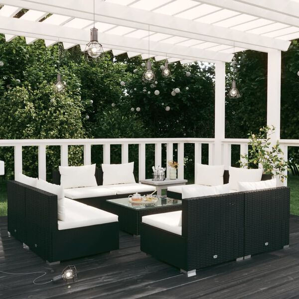 vidaXL Garden Lounge Set Black, Cream