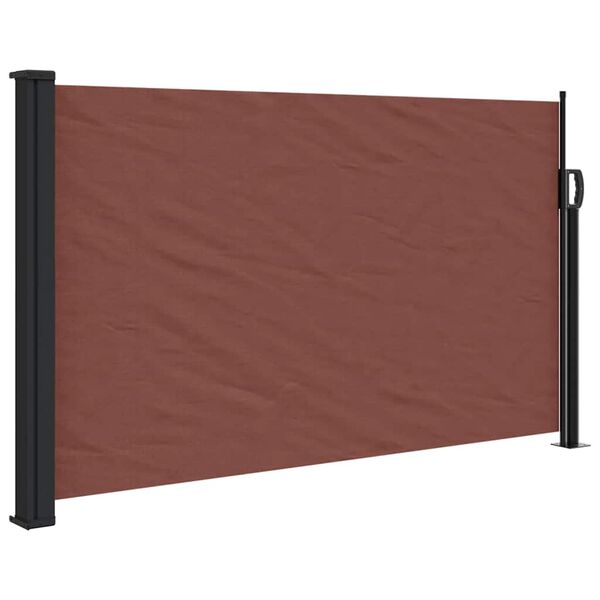 vidaXL Retractable Side Awning Brown Polyester, Steel, Aluminum