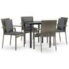 vidaXL Garden Dining Set Black and Grey PE rattan Modular
