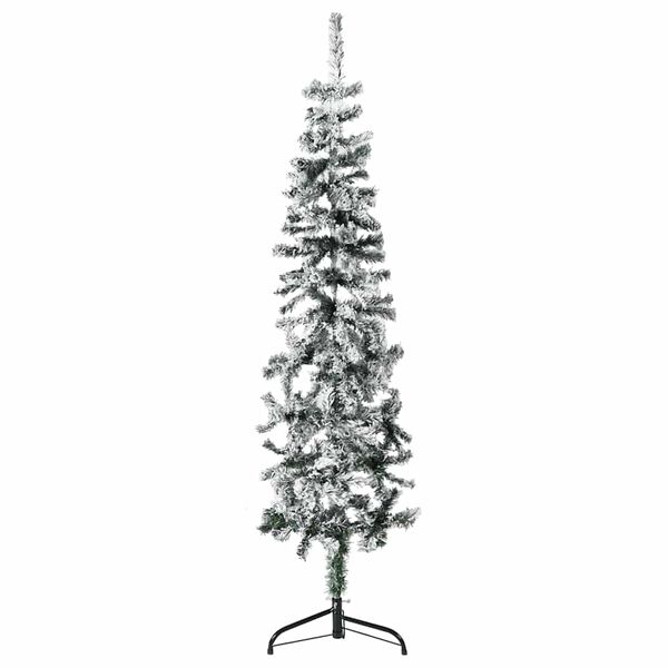 vidaXL Slim Artificial Half Christmas Tree with Flocked Snow 4 ft