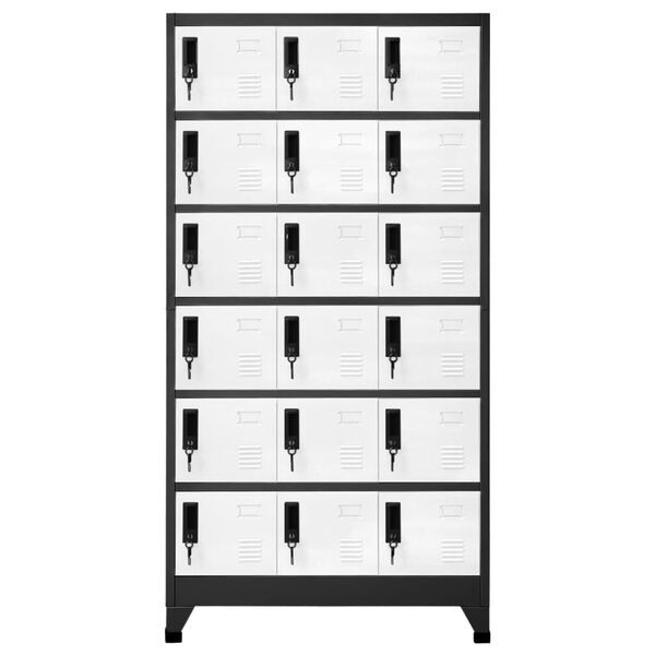 vidaXL Locker Cabinet Anthracite and White Steel Large Locker Cabinet