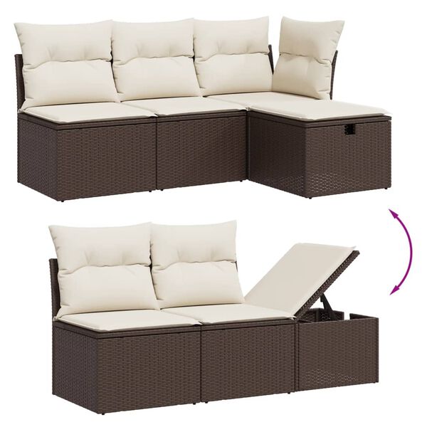 vidaXL Garden Sofa Set Brown and cream white