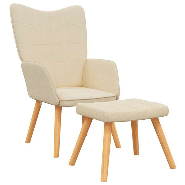 vidaXL Relaxing Chair With Stool Cream