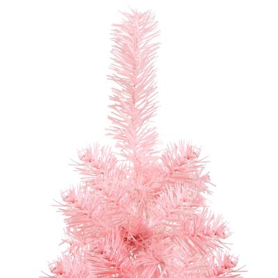 vidaXL Slim Artificial Half Christmas Tree with Stand Pink 6 ft