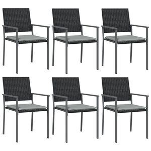 vidaXL Garden Chair Set of 6 Black Poly Rattan