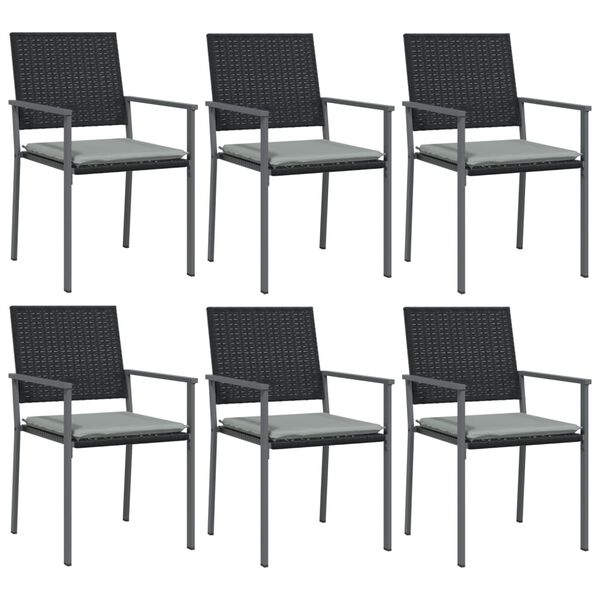 vidaXL Garden Chair Set of 6 Black Poly Rattan
