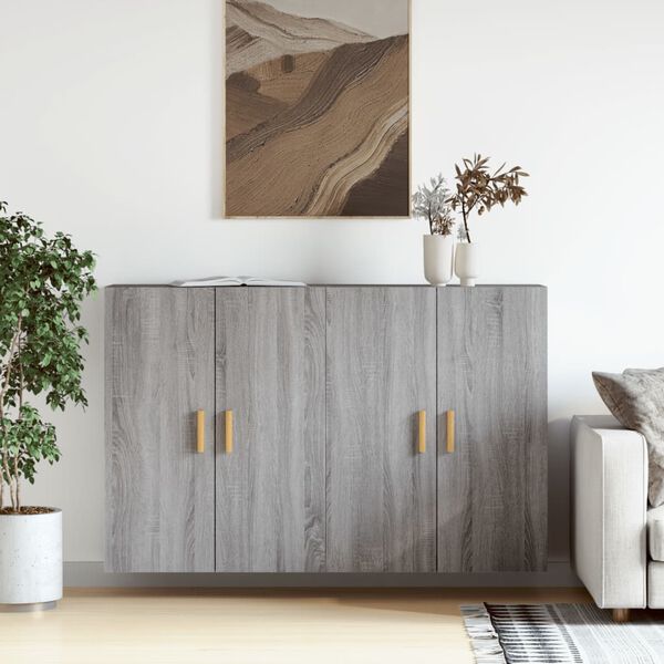 vidaXL Wall Mounted Cabinet Set of 2 Grey sonoma