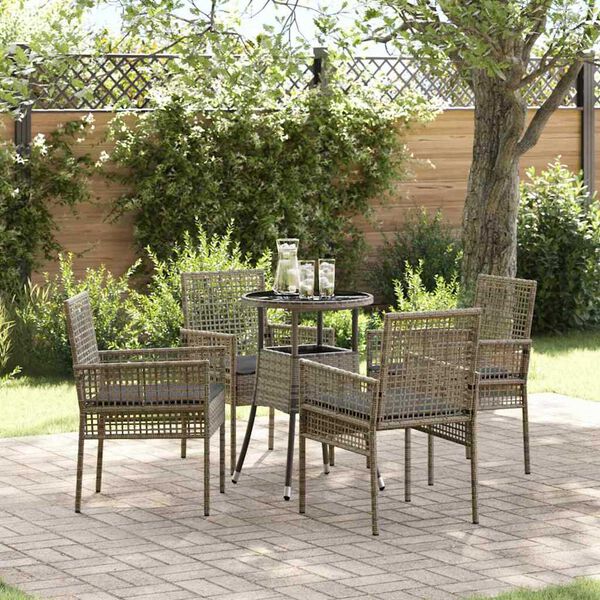 vidaXL Garden Dining Set 5 pcs Gray Poly rattan