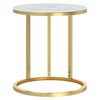 vidaXL Side Table Gold and White Marble Tempered Glass, Powder-Coated Iron