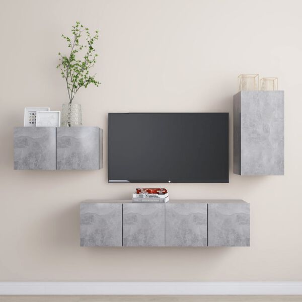 vidaXL TV Cabinet Set Concrete Grey Engineered Wood Medium