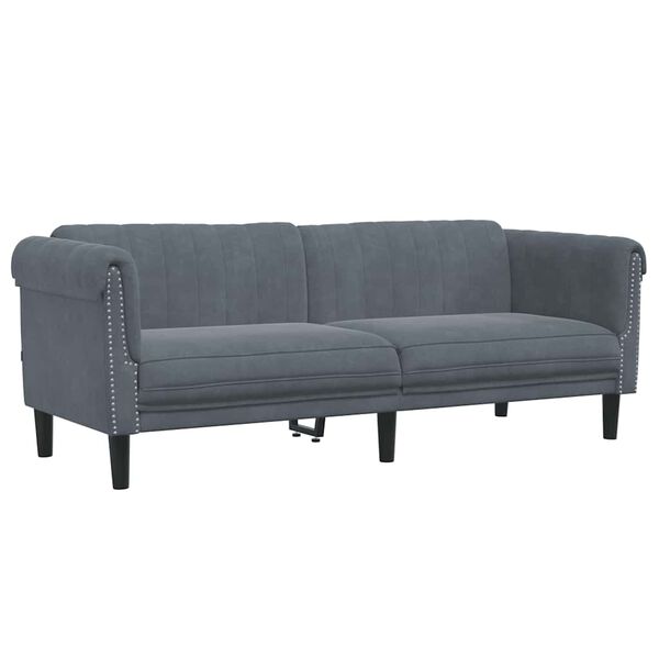 vidaXL Sofa Dark grey Velvet (100% polyester), plywood, solid wood
