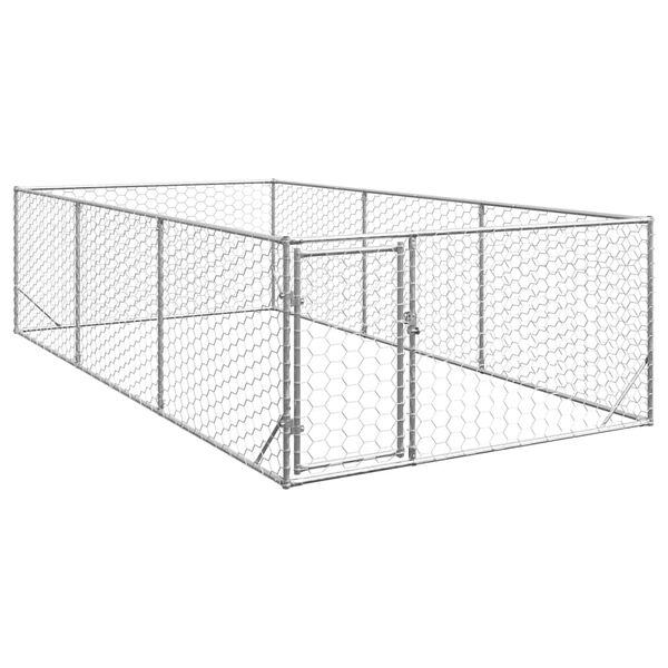 vidaXL Outdoor Dog Kennel Galvanized Tough galvanized steel Large
