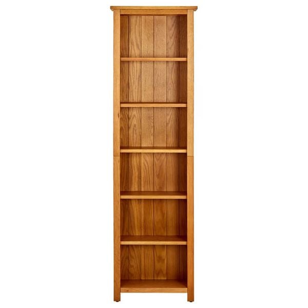 vidaXL Bookcase Natural Oak Solid Oak Wood Six-Tier Bookcase
