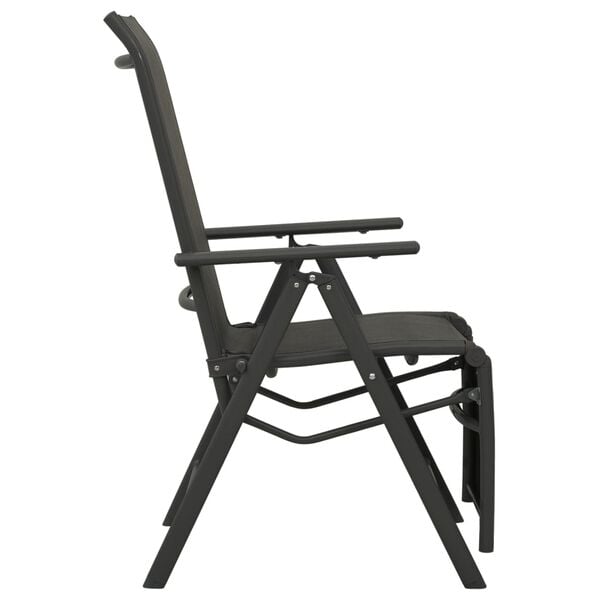 vidaXL Garden Chair Set of 2 Black Powder-coated aluminum, textilene