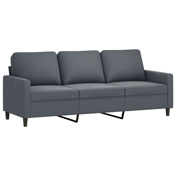 vidaXL 3-seater Sofa With Footstool Dark Grey Velvet, Plywood, Metal, Foam