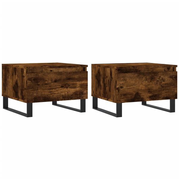 vidaXL Coffee Table Set of 2 Smoked Oak Engineered Wood, Metal Standard