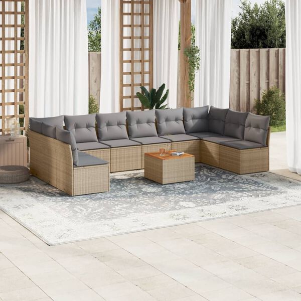 vidaXL Garden Sofa Set Beige, Light Grey, Brown