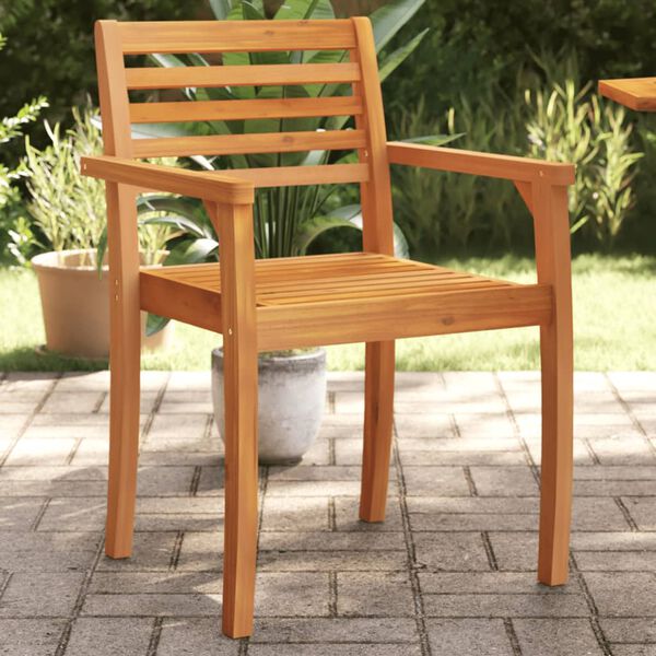 vidaXL Garden Chair Set of 6 Natural Acacia Solid Acacia wood Standard