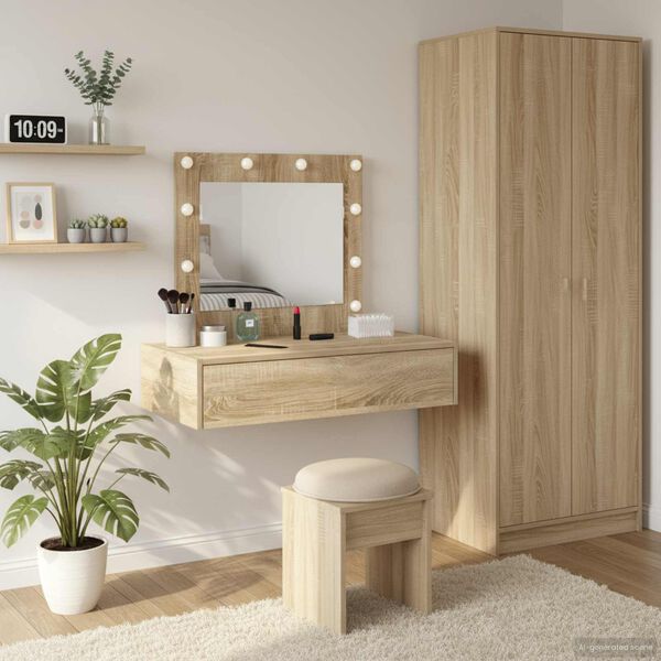vidaXL Dressing Table Brown 32.68 x 15.75 x 27.56 in Engineered Wood