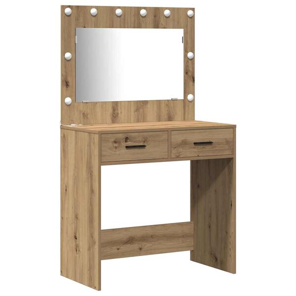 vidaXL Dressing Table Set with LED 3 pcs Artisan Oak Engineered Wood