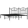 vidaXL Bed Frame Black Powder-Coated Steel King Metal Bed Frame