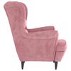 vidaXL Armchair Pink Velvet (100% polyester), plywood Medium Armchair