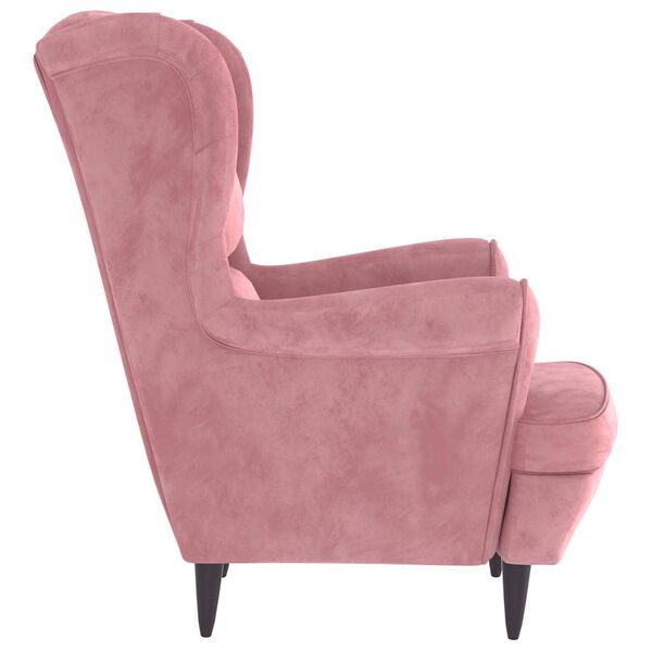 vidaXL Armchair Pink Velvet (100% polyester), plywood Medium Armchair