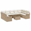 vidaXL Garden Sofa Set with Cushion 10 pcs Beige Poly Rattan