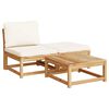 vidaXL Garden Lounge Set Solid acacia wood, Cream white cushions
