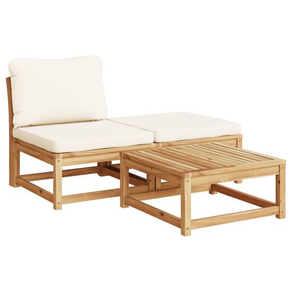 vidaXL Garden Lounge Set Solid acacia wood, Cream white cushions