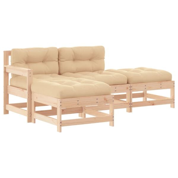 vidaXL Garden Lounge Set Beige Solid pinewood Large Modular