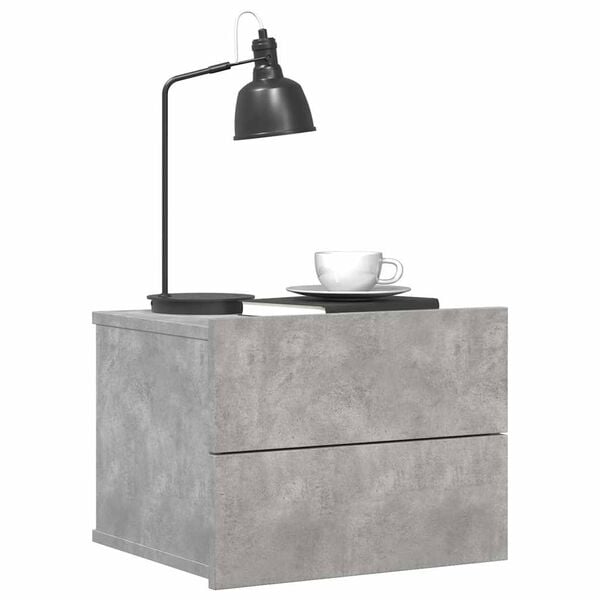 vidaXL Bedside Cabinet Set of 2 Concrete Grey Engineered Wood