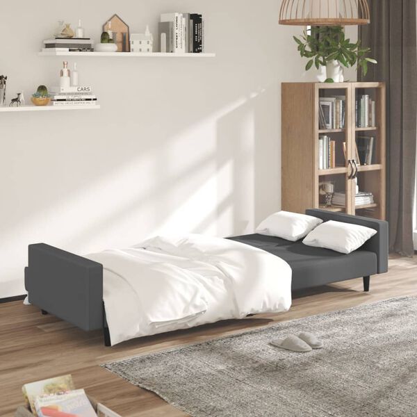 vidaXL Sofa Bed Dark Grey Velvet (100% polyester), Wood, Plastic Large