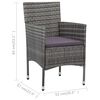 vidaXL Dining Set Grey Poly Rattan Small Removable Covers Dining Set