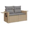 vidaXL Garden Sofa Set Beige PE Rattan, Powder-Coated Steel, Tempered Glass