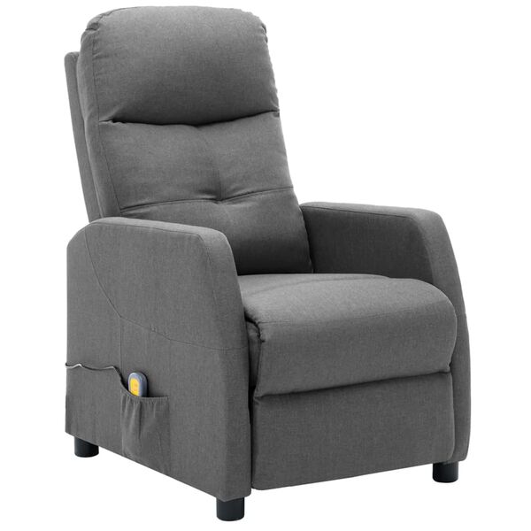 vidaXL Electric Massage Recliner Light Gray Fabric