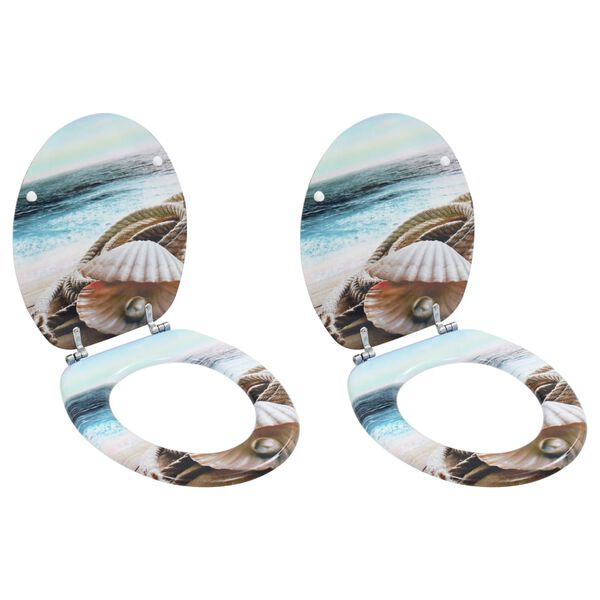 vidaXL WC Toilet Seats 2 pcs with Lids MDF Muschel Design (2x143925)