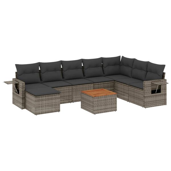 vidaXL Garden Sofa Set Grey, Dark Grey Cushion