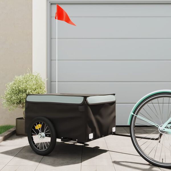vidaXL Bike Trailer Black and Gray 99.2 lb Iron