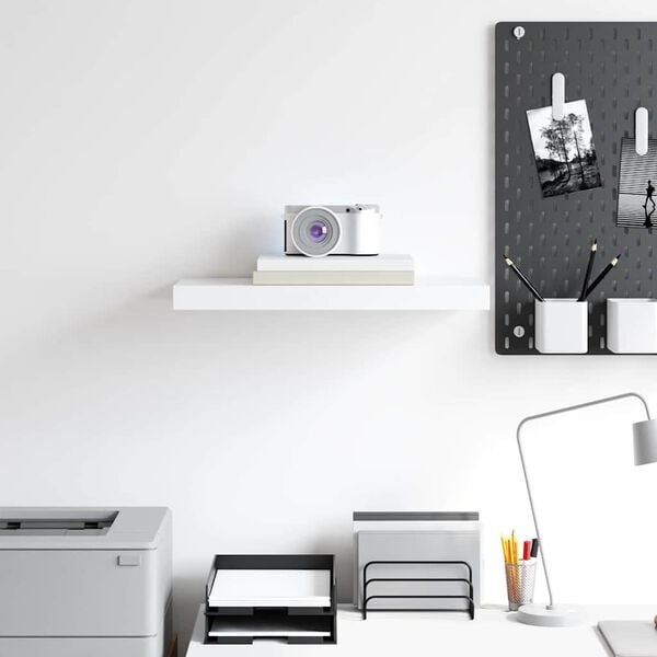 vidaXL Wall Shelf White Honeycomb MDF, Metal 19.7 x 9.1 x 1.5 in