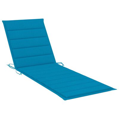Blue padded lounge cushion for sunbed with drawstring ends