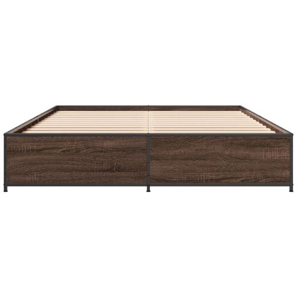 vidaXL Bed Frame Brown Oak Engineered wood King Durable Bed Frame